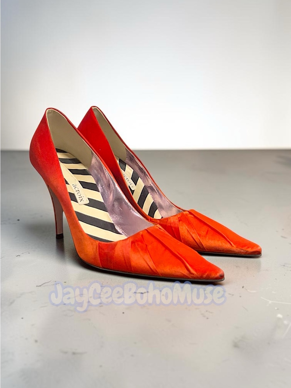 Christian LaCroix Orange satin Pointed-Toe Pumps